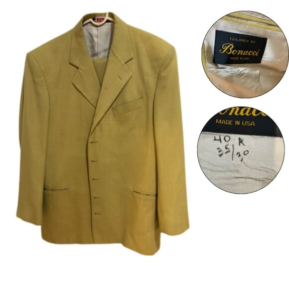 Bonacci Men’s Tan Suit 2-Piece 40R Blazer & Pants Made in USA - Picture 1 of 4